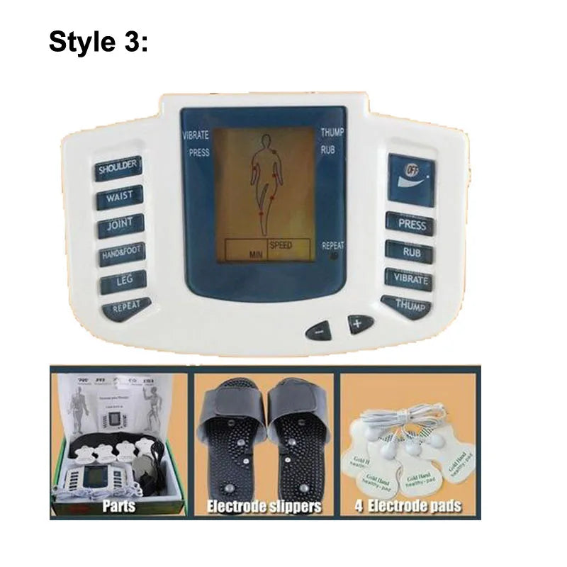 JR309 EMS Tens Massager Unit + 16 Pads + Shoes Electrical Pulse Acupuncture Full Body Relax Muscle Therapy Massage Stimulator