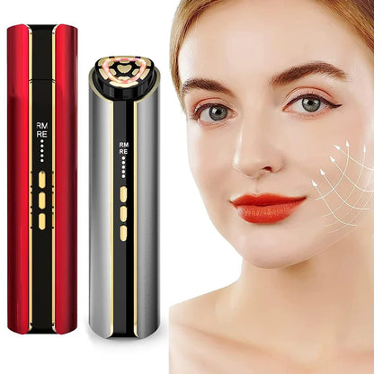 Face Massager Beauty Instrument EMS Skin Tighten LED Red Blue Light Lifting Facial Massager Multipolar Pulse Electroporation