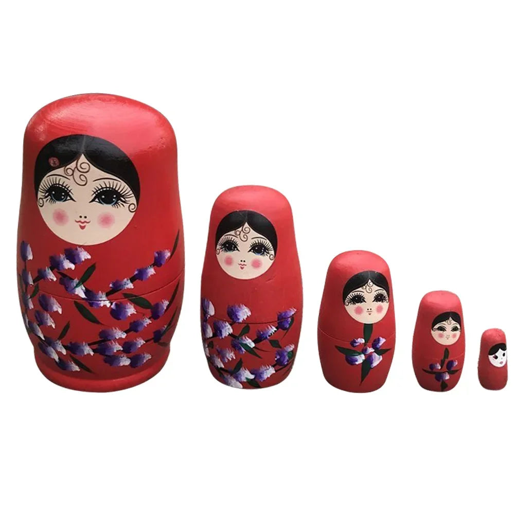 5-Layer Paint Color Arts Craft Toys Russian Wooden Nesting Doll Craft Handmade Painted Children's Wooden Toys Decoration Doll