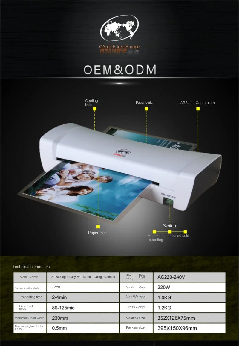 A$ Laminator, Cold & Hot Sealing Machine for Photos, Documents, Photo/File Glue Machine