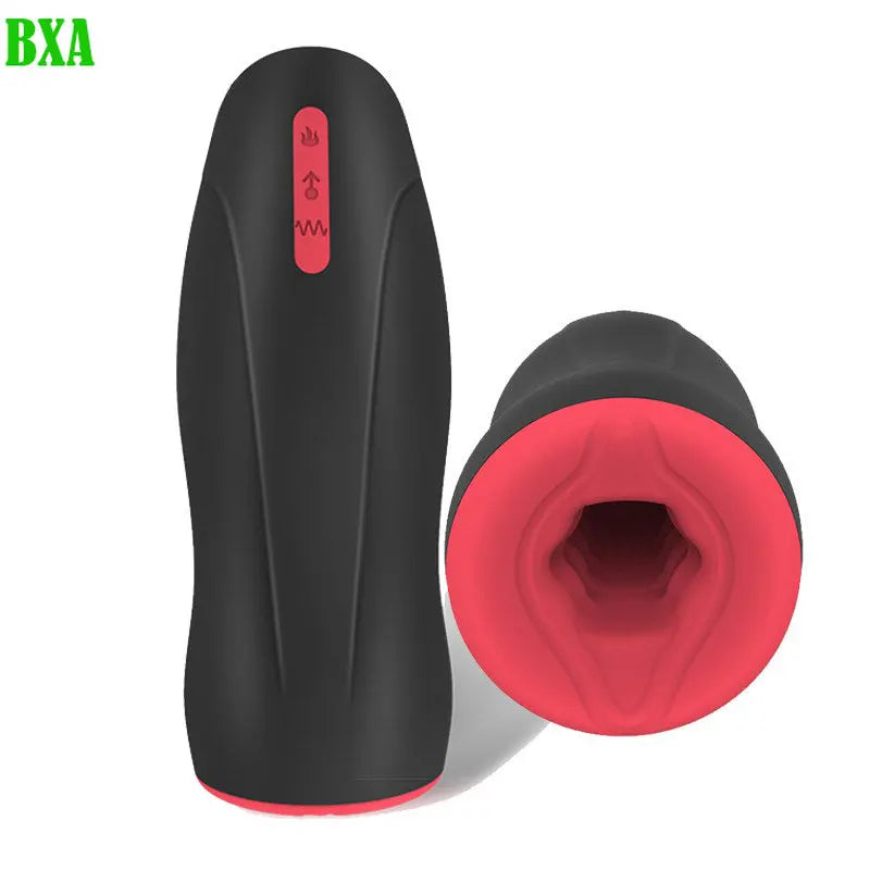 Soft Silicone Oral Sex Blowjob Sex Deep Throat Rolling&Rotating Male Masturbator Heating Shaking Glans Exerciser for Men