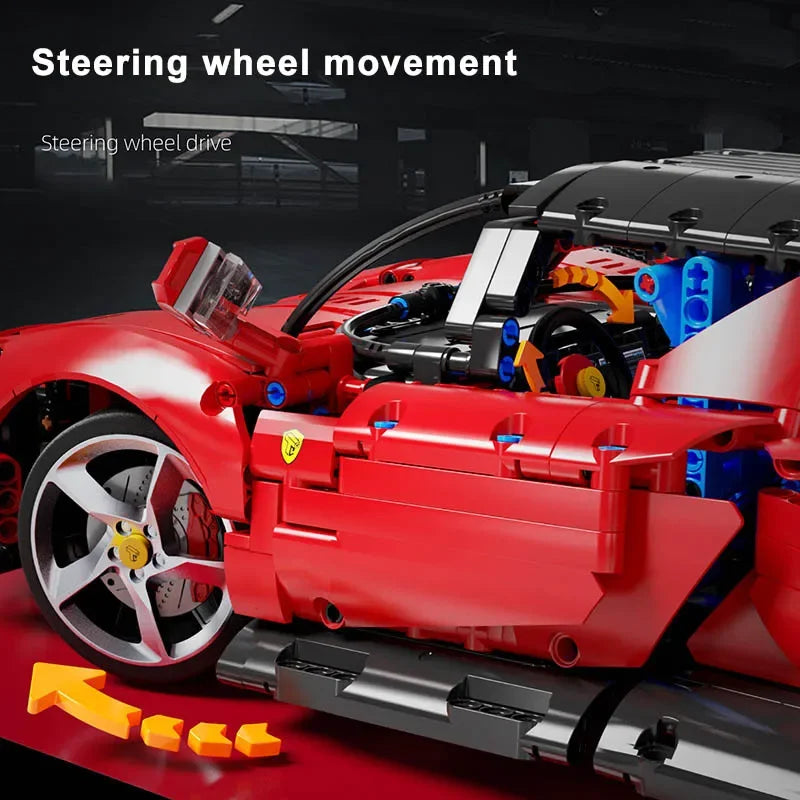 2438Pcs Technical 1:10 SP3 Racing Sport Car Model Building Blocks City Supercar Children Adult Gift Speed Vehicle Bricks MOC Toy