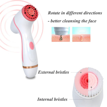 3 In 1 Sonic Facial Cleansing Brush Face Spin Brush Set Facial Spa System For Skin Deep Cleaning Remove Blackhead Machine