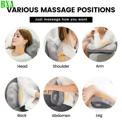 Health Care Relax Back Shiatsu Shoulder Massager Electric Massager Pillow Vibrating Heating Deep Kneading Roller Waist Massage