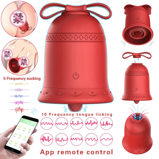 APP Wireless Control Bell Tongue Licking And Sucking Vibrators for Women Vibrating Nipple Sucker Clitoral Stimulation Sex Toys