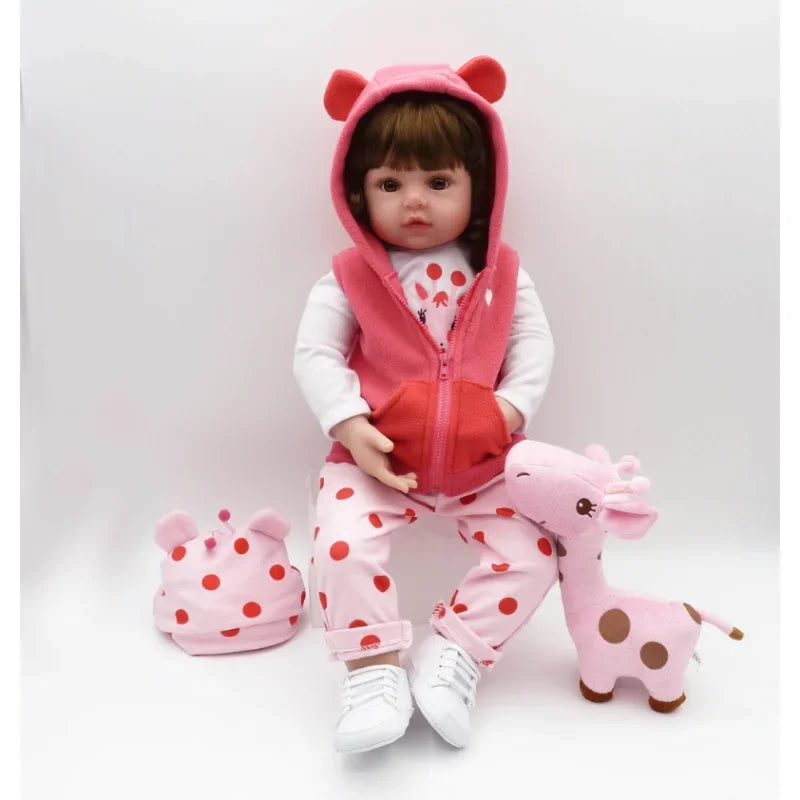 47cm Reborn Dolls Soft Silicone Reborn Baby Dolls Lifelike Baby Girl Doll Gifts for Girls Reborn Doll Kit Pink Simulation Baby