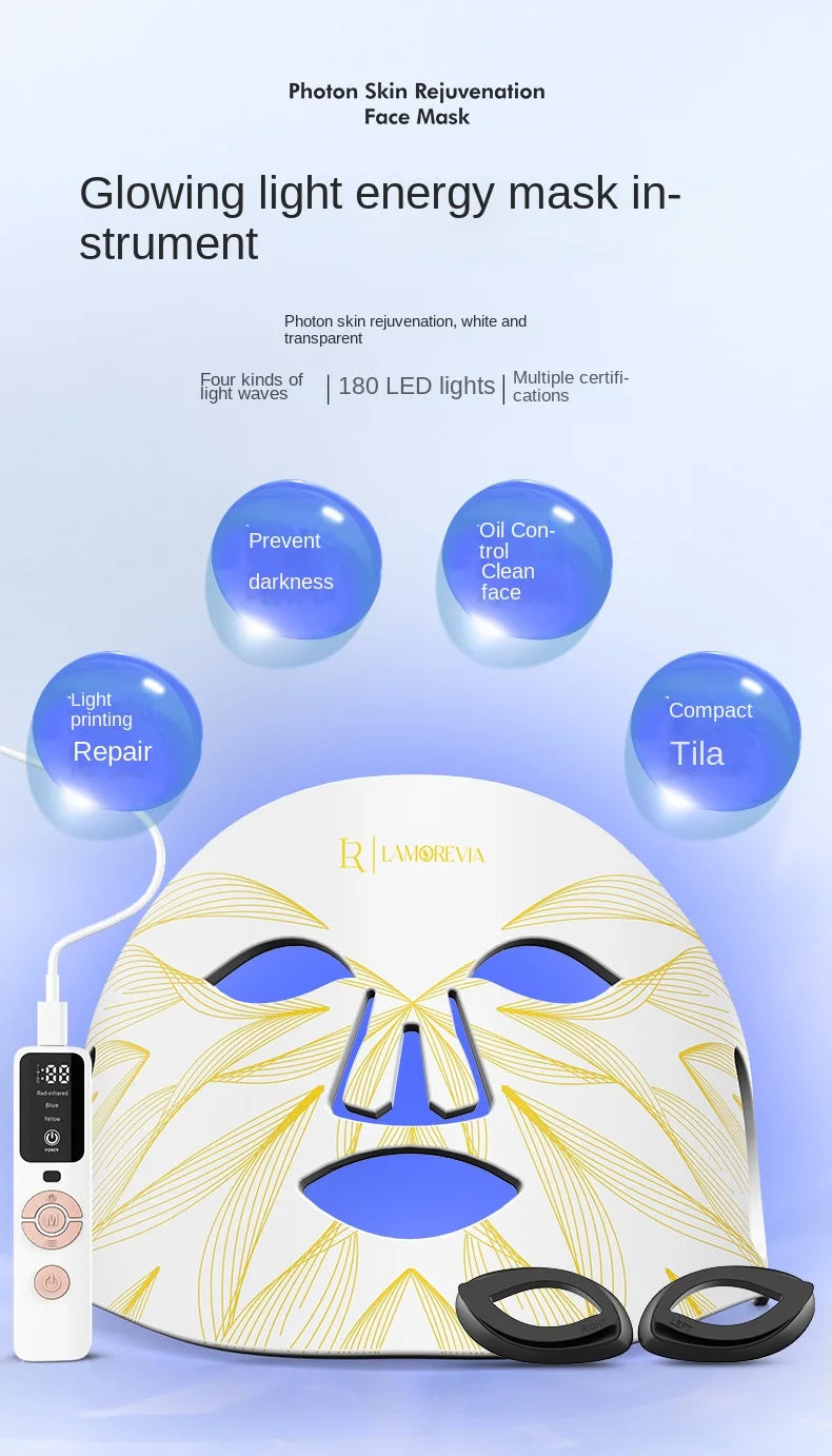 Facial Mask Instrument Silicone Photon Mask LED Row Light Infrared 4-color Skin Rejuvenation Beauty Instrument