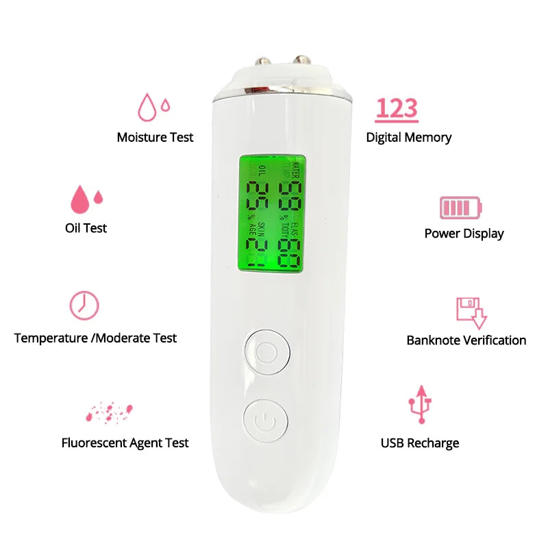 NEW Electric Analyzer Detection LCD Display Digital Tester for Moisture Oil Fluorescent Agent Content Facial Moisturizing