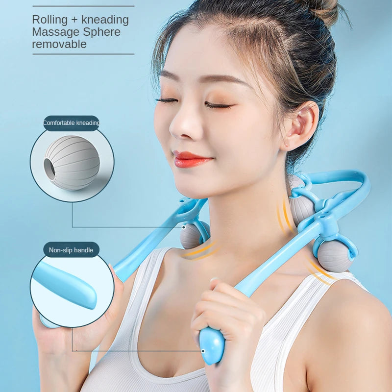 New 1pc Neck Massager for Neck Shoulder Waist Lower Leg Cervical Massager Dual Trigger Point Therapist Hands Relaxation