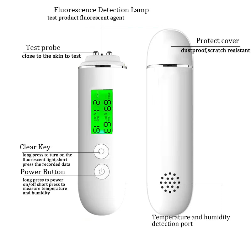 NEW Electric Analyzer Detection LCD Display Digital Tester for Moisture Oil Fluorescent Agent Content Facial Moisturizing