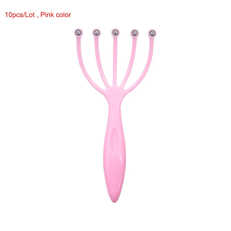 10pcs Handheld Head Scalp Massager Neck Ball Comb Roller 5-Finger Claws Steel  Relax SPA Hair Care for Hair Growth Head Relief