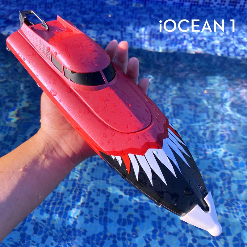 2.4G RC Boat Full Frequency High Speed Shark Boat 150 Meters Remote Control Distance Kids Toys For Boys Game Remote Control Boat