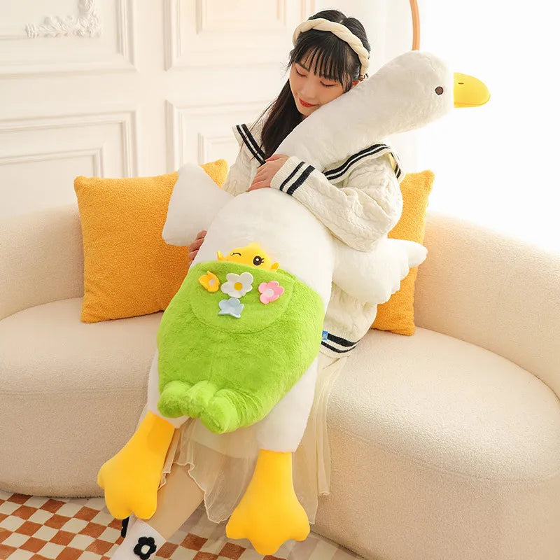 75-160cm Cute Celebrity Big White Goose Plush Toys Kawaii Huge Duck Sleep Pillow Cushion Soft Stuffed Animal Doll Birthday Gift