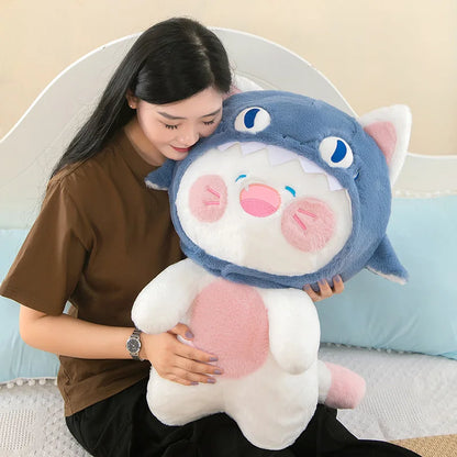 1pcs 30cm/50cm Cartoon Cute Internet Celebrity Shark Cat Plush Doll Creative Doll Cute Cat Plush Toy for Children Gift Wholesale