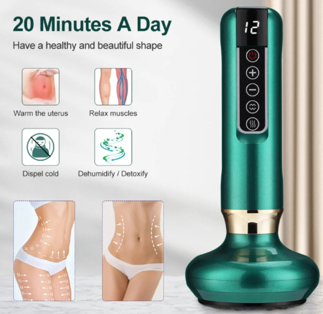 1PC Vacuum Suction Cup GuaSha Anti Cellulite Beauty Health Scraping Infrared Heat Slimming Massage New Electric Cupping Massager