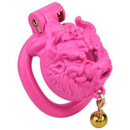 3D Print Simulation Beast Male Carving Tight Chastity Cage with 4 Penis Rings Belt Bondage Lock Cock BDSM Sex Toys For Sissy Men