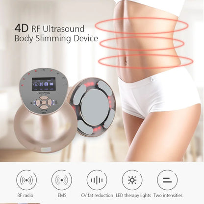 New Radio Cavitation Ultrasound Body Slimming Device 4D 1MHz High Frequency Belly Fat Burn Weight Loss Anti-Cellulite Wrinkle