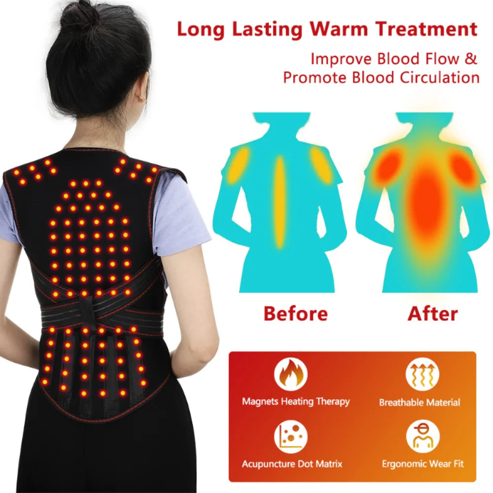 New Spine Lumbar Brace Muscle Relax Tourmaline Self-heating Heating Vest Magnetic Therapy Waist Back Shoulder Posture Corrector