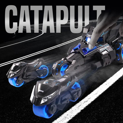 2 Alloy Catapult Racing Car 1:32 Music Sound Light Electric Car Motorcycle 2 To 1 Deformation Toy High Speed Battle Toys for Boy