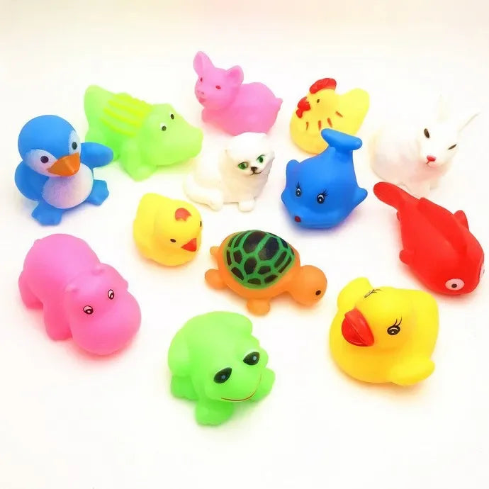 10Pcs/set Baby Cute Animals Bath Toy Water Playing Toys Soft Rubber  Squeeze Sound Kids Bath Play Pools Water Fun Toys Gifts