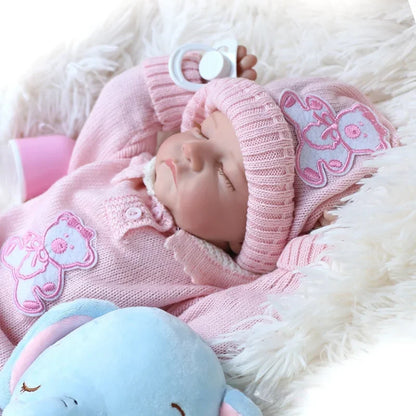 17Inch Realistic Reborn Baby Doll Full Silicone Body Newborn Toddler Toy 43CM Lifelike Birthday Gift Toys for Girls