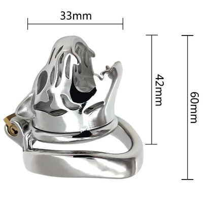 Stainless Steel Tiger Head Animal Male Penis Cage Chastity Lock Device Abstinence Cock Cage Adult Sex Toy To Prevent Cheating