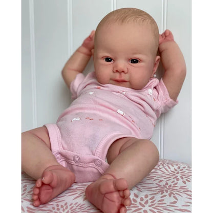 49CM Reborn Baby Doll Soft Silicone Cloth Body Lifelike Real Touch Girl Juliette with Hand-Drawing Hair Toddler Princess Doll