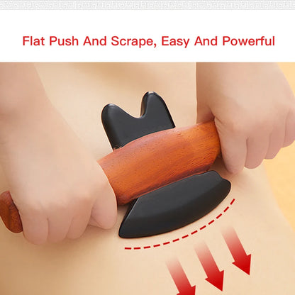 Hot Stone Guasha Knife Electric Heating Scraper Double Handle Back Spine Shoulder Neck Muscle Relaxation Massager