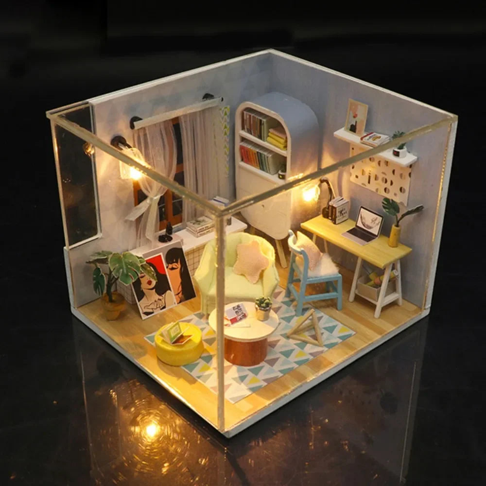 3D Handmade Doll House Furniture Set DIY Doll House Mini Doll House Children's Wooden Toys Birthday Gift Doll