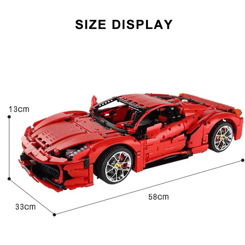 3380PCS Technical Red MOC 458 Sport Car Building Blocks 42143 High Tech Speed Vehicle Gifts Bricks Toy for Boy Friend