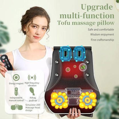 Electric Neck Massage Pillow Heating Vibration Shiatsu Neck Back Shoulder Body Relaxation Massage Car Home