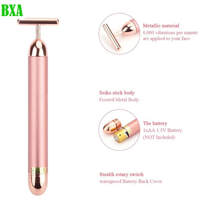 Face Lift Bar Roller Vibration Slimming Massager Facial Stick Facial Beauty Skin Care T Shaped Vibrating Tool