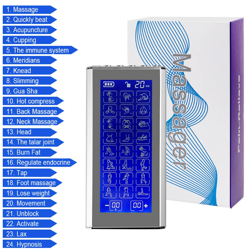 Physiotherapy Pulse Body Massager Household 24 Modes EMS  Electric Muscle Therapy Stimulator 4 Output Channel TENS Unit Machine