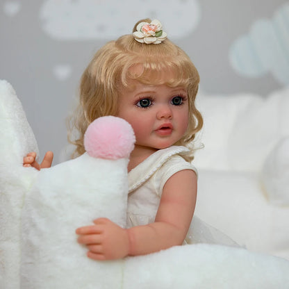 55CM Reborn Dolls Full Body Soft Reborn Baby Toddler Girl Doll Handmade 3D Painted Skin with Christmas Gift for Girl