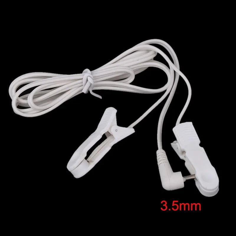 1pcs 2.5mm/3.5mm Plug Connector Electrode Lead Wires Connecting Cables w/ 2 Ear Clips For Digital TENS Therapy Machine Massager