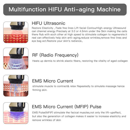 4 in 1 HIFU Facial Ultrasonic Knife EMS Microcurrent Skin Rejuvenation Moisturizing Wrinkle Removal Beauty Therapy Equipment