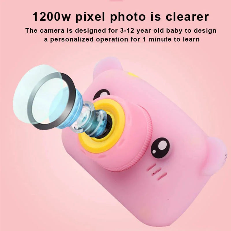 1080P Electronic Digital HD Camera Toys for Kids Cute Mini Pink Blue Video Cameras Children Camera Toys Girls Boys Birthday Gift