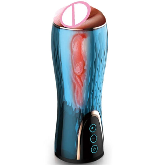 Soft Rechargeable 6-Mode Automatic Sucking Heating Realistic Pussy Vagina Male Masturbator Sex Simulated Blow job Toys for Men