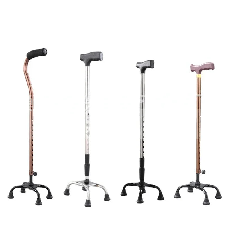 4 Legged Aluminum Alloy Crutches for Elderly People Anti Slip Crutches Adjustable Height Crutches Stainless Steel Crutches