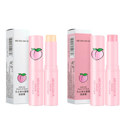 3.8g 1PC Natural Peach Lip Balm Long-lasting Moisturizing Lipstick Temperature Change Color Lipstick Anti-drying Hydration Lip