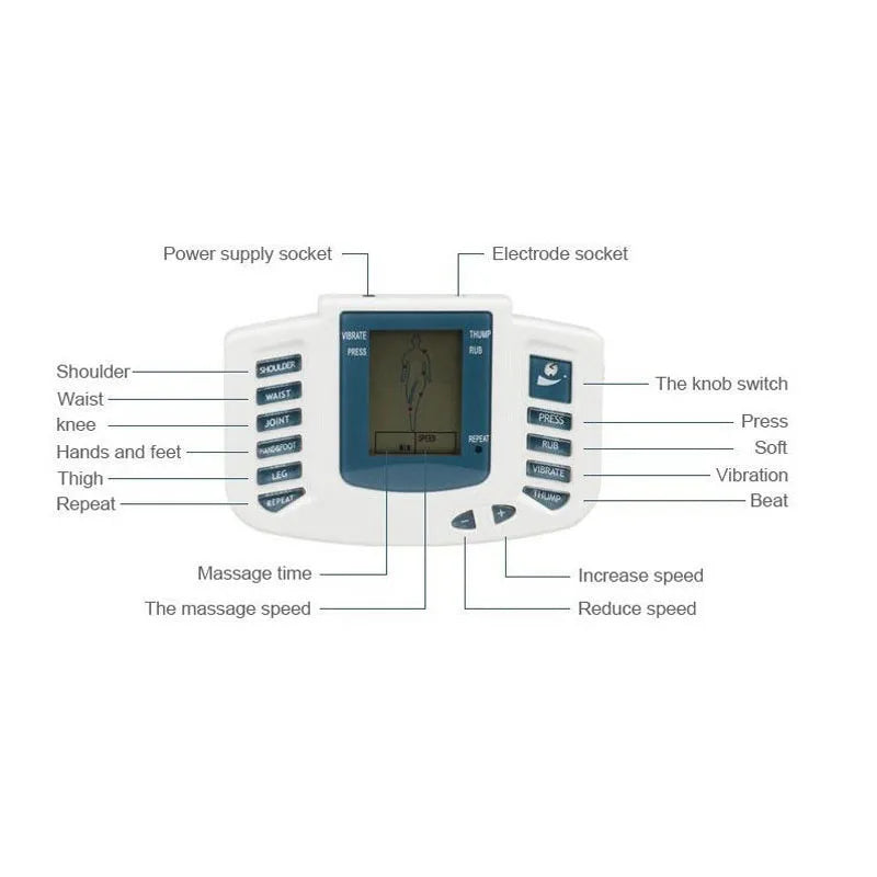 JR309 EMS Tens Massager Unit + 16 Pads + Shoes Electrical Pulse Acupuncture Full Body Relax Muscle Therapy Massage Stimulator