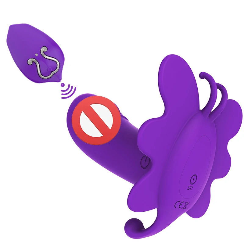 Soft Silicone Wireless Remote Control Butterfly Wears a Vibrator G-Spot Nipple Clitoral Masturbator Sex Toy for Women