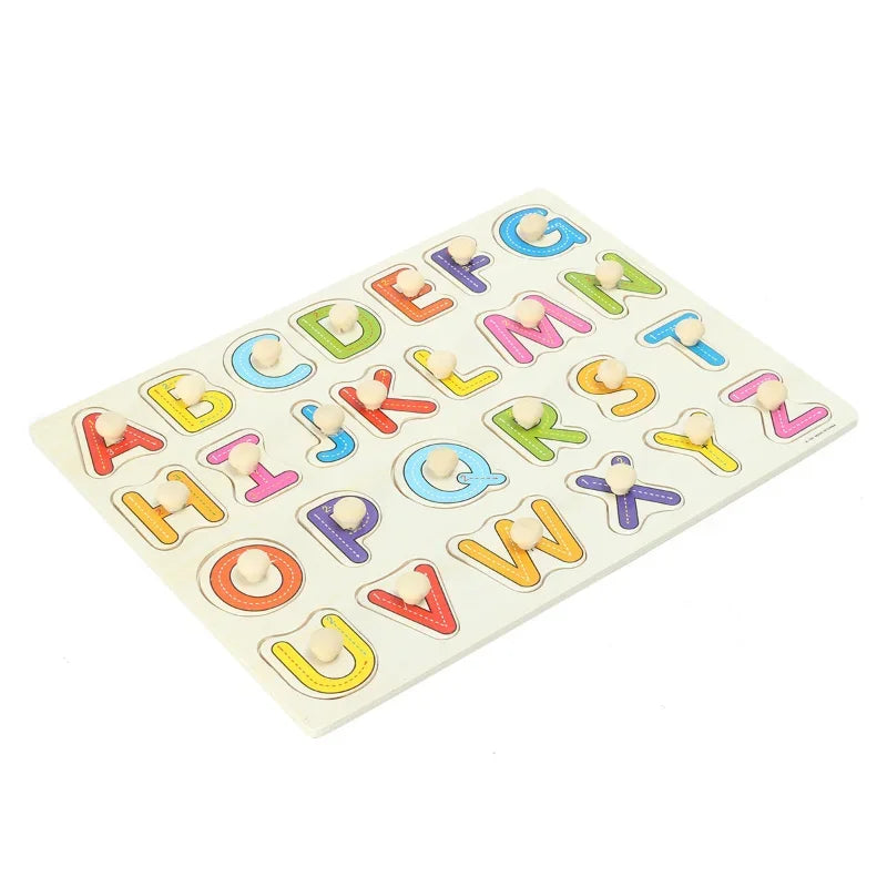 Alphabet Puzzle ABC Wooden Jigsaw Puzzle Toy Children Kids Early Education Learning Aids 1-3 Years Old Learning Educational Gift