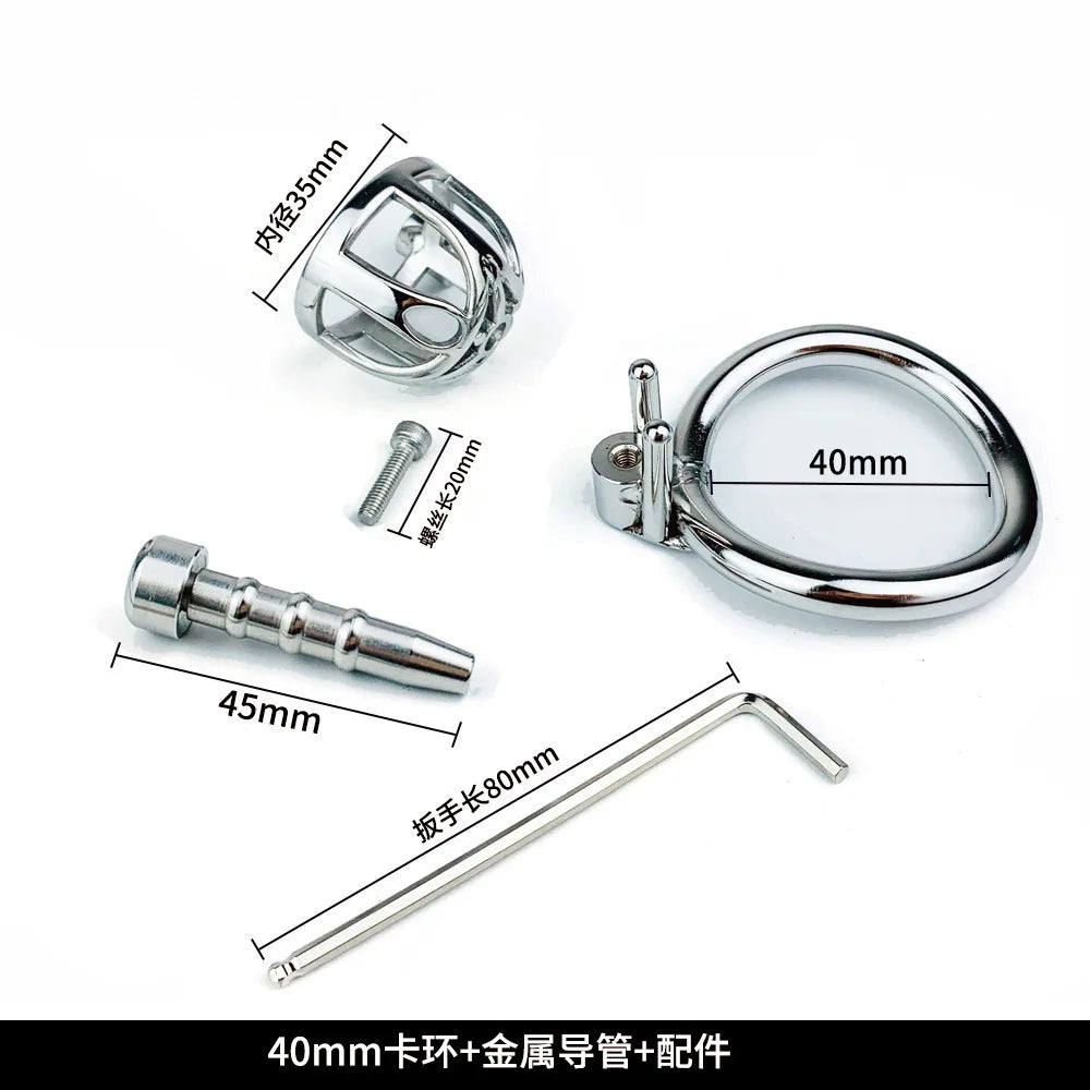 Stainless Steel Male Chastity Cage Stealth Lock Device Penis Cock Lock Rings Urethral Catheter Slave Restrict Sex Toys For Men