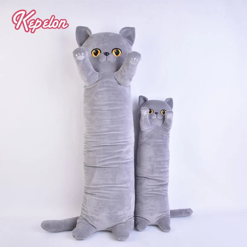 Soft Cat Plush Island Long Stripe Pillow Down Cotton Stuffed Cartoon Kitten Cats Doll Plushie Peluche Sleeping Leg Pillow Gift