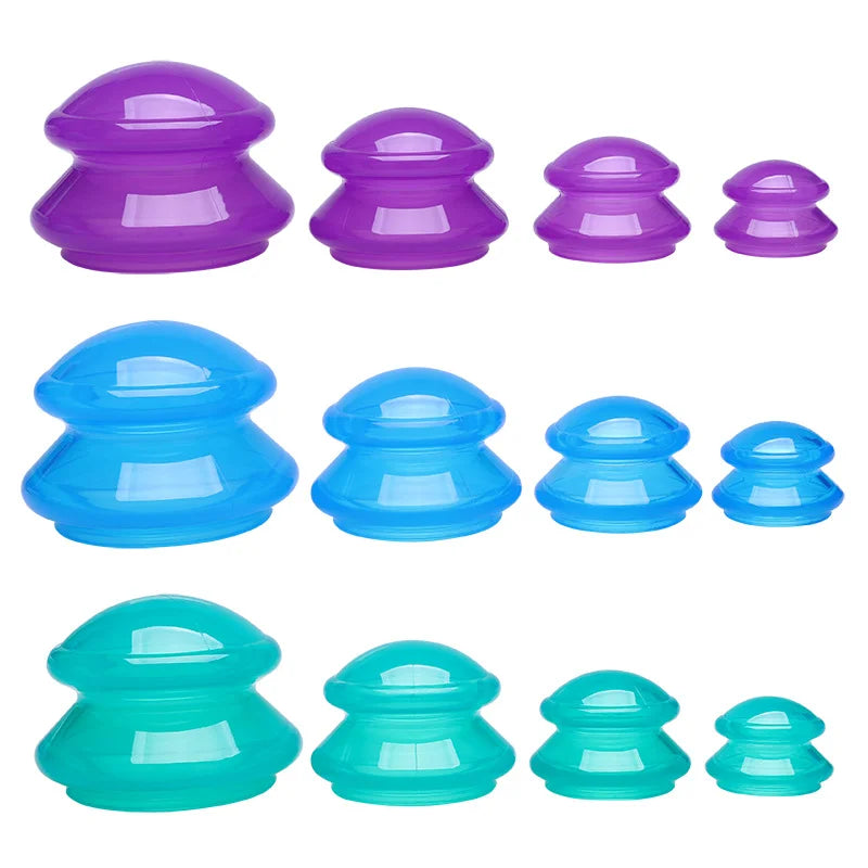 4pcs Silicone Vacuum Cupping Massager for Back GuaSha Cup Body Suction Ventosas Anti-Cellulite Skin Lift Cupping Jars Slim