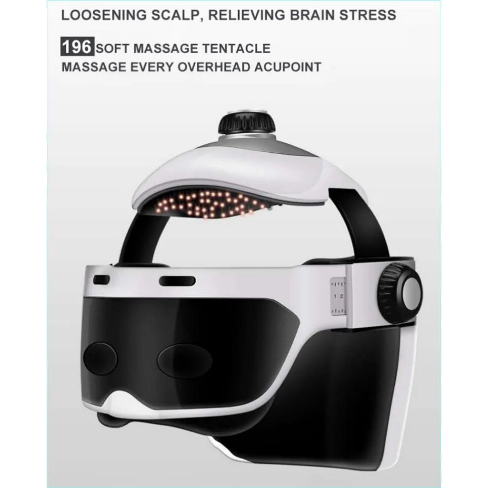 New Head Massage Helmet Electric Vibration Headache Pneumatic Massage Scalp Relaxation Automatic Hot Compress Bluetooth Version