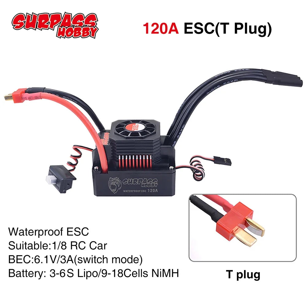 SURPASSHOBBY ESC 150A 80A 120A 25A 35A 45A 60A Waterproof for 1/8 1/10 1/12 RC Car Brushless Motor