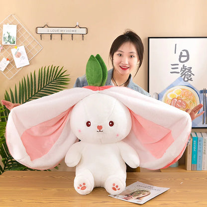 35/50/70cm Cute Transformation Strawberry Rabbit Doll Plush Toy Carrot Rabbit Small Fruit Doll Rabbit Sleeping Pillow Doll Gift