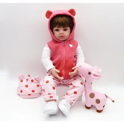 47cm Reborn Dolls Soft Silicone Reborn Baby Dolls Lifelike Baby Girl Doll Gifts for Girls Reborn Doll Kit Pink Simulation Baby